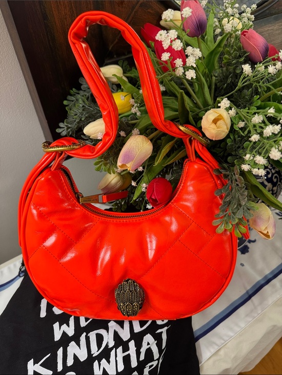Kurt Geiger Handbags - Kurt Geiger Kensington Puff Crescent Shoulder Bag Orange